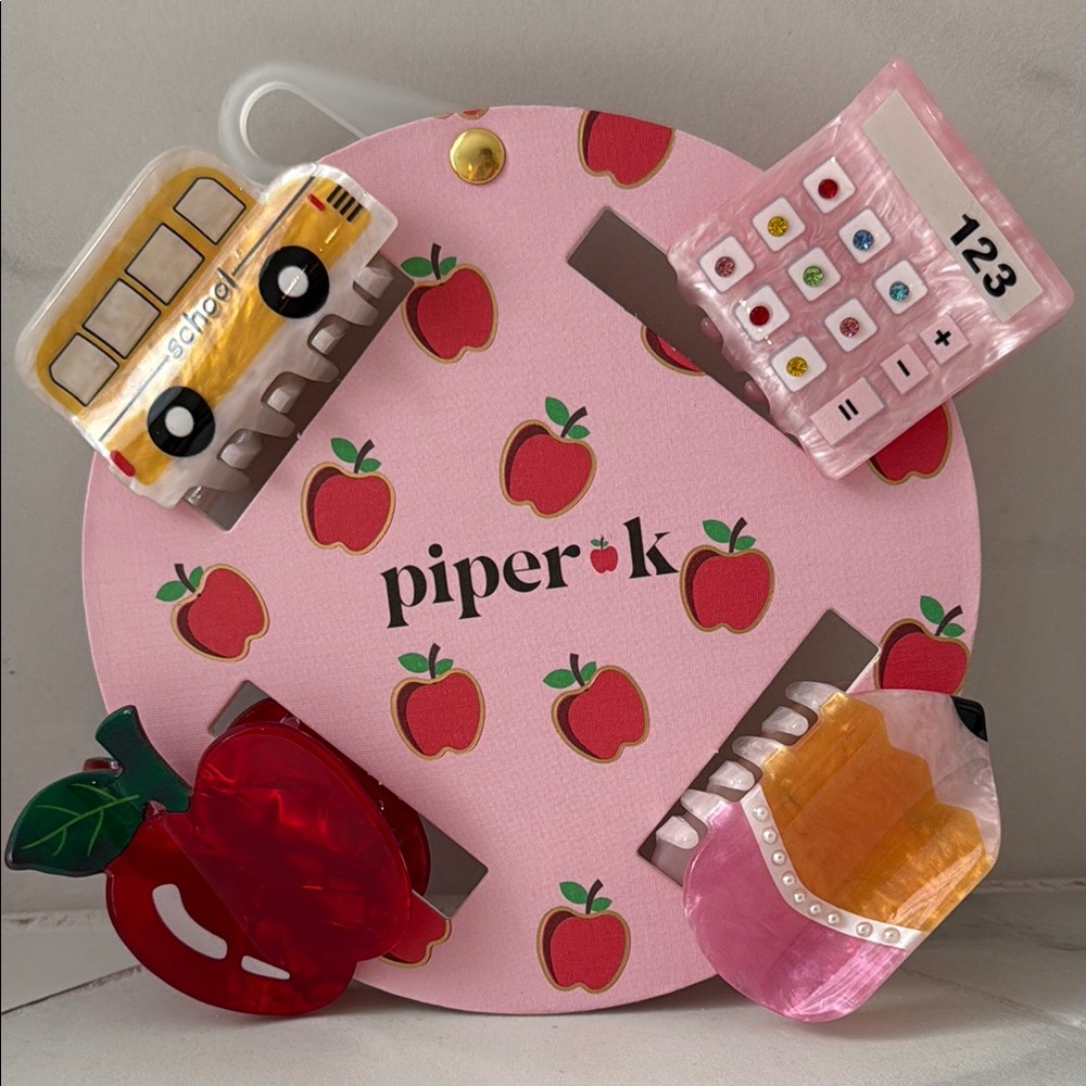 New Piper K Teacher School themed hair clips Set